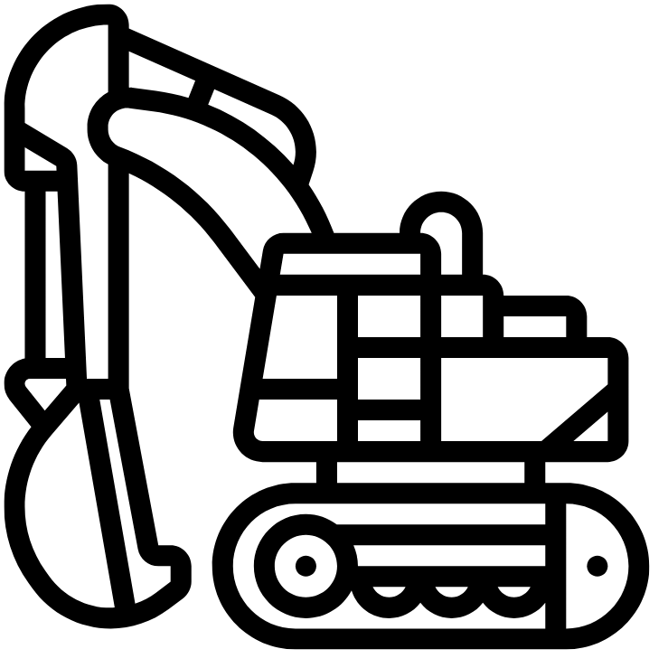 Mini-pelle: terrassement, empierrement, tranchées.